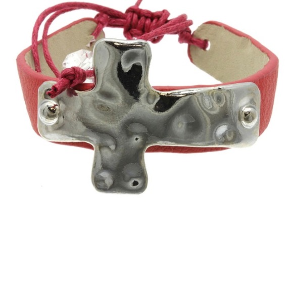 Leather Cross Bracelet