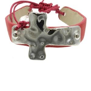 Leather Cross Bracelet