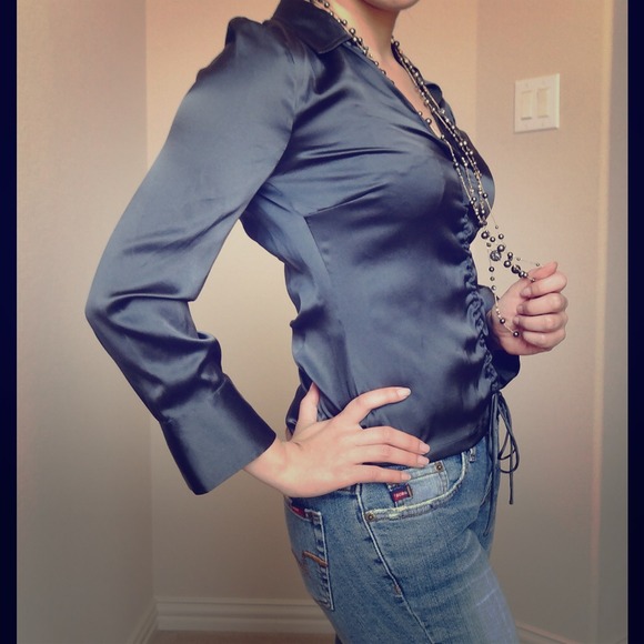 BCBGMaxAzria Tops - BCBG steel grey satin top