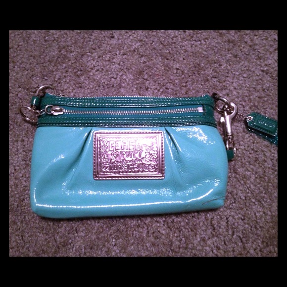 Coach teal wristlet