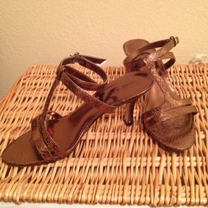 SOLD Bronze snakeskin strappy sandals