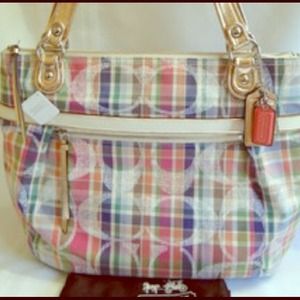 ✨RESERVED!!!✨ Pink plaid Coach tote