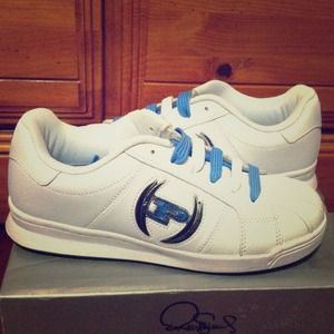 New phat pharm classic baby blue and white shoes