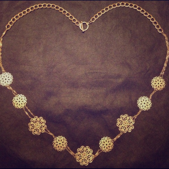 Gold-Tone Hollow Carved Necklace