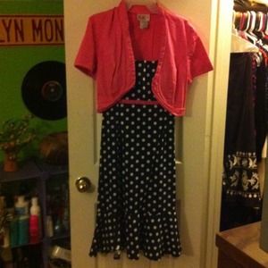 1960's inspired black polka dot dress