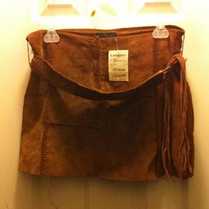 Bebe brown crochet skirt with belt