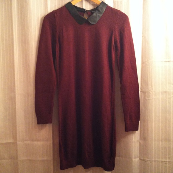 NWOT Sweater Dress with Faux Leather Trim