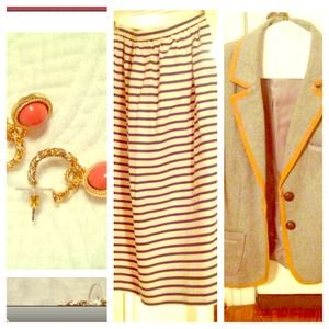 Bundle: skirt, earrings, and blazer
