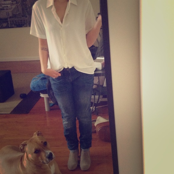 Off white button down blouse