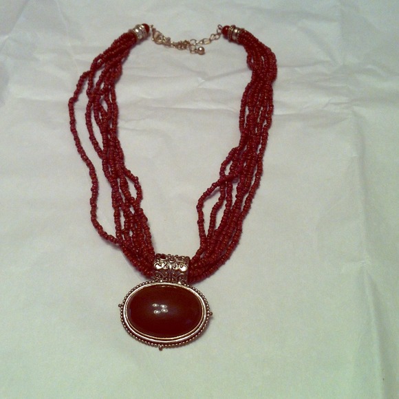 SALE***Brown necklace with silver. Light in weight