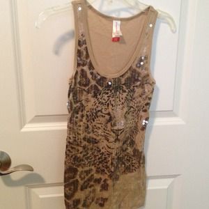 🚫SOLD Leopard face sequined tank