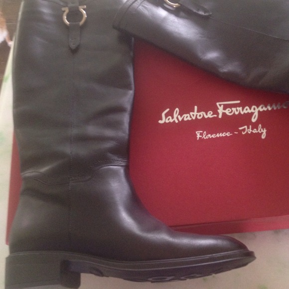 -Ferragamo black riding boots