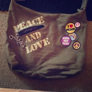 Green canvas hippie purse