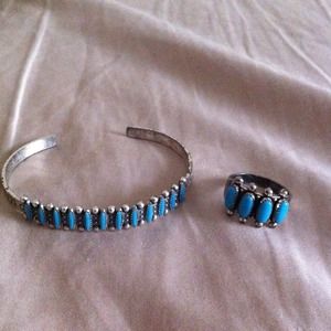 Turquoise sterling silver set