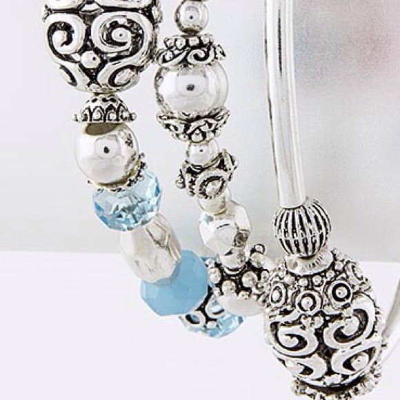 SOLD 3 Multi Bead Stacked Turquoise Bracelet - Picture 2 of 3