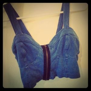 Jean crop top with zipper