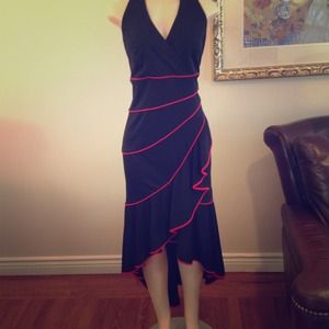 Black and red evening dress