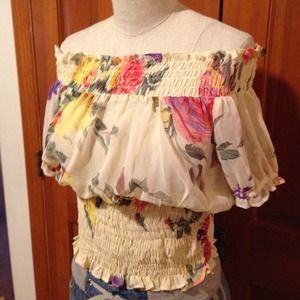 Sweet chiffon off shoulder top