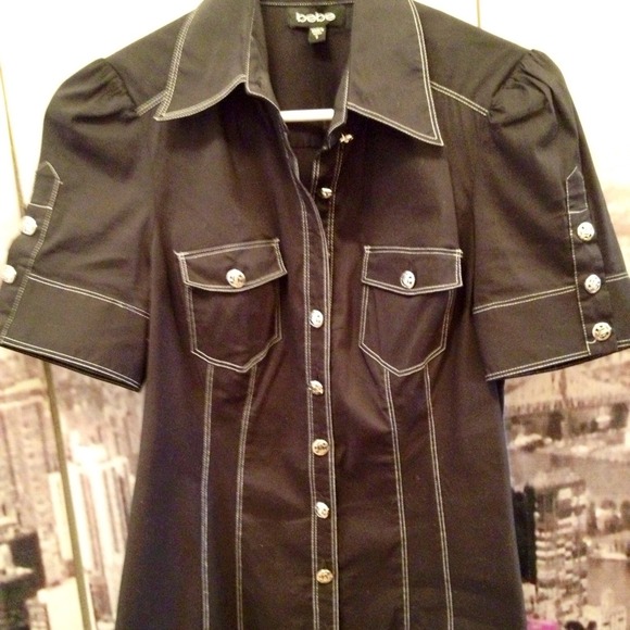 BEBE button up blouse!! Worn once! - Picture 3 of 4