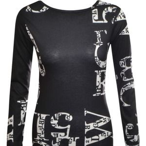 long sleeved alphabet/number bodicon midi dress