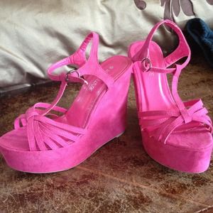 Love Culture Pink Suede Wedges