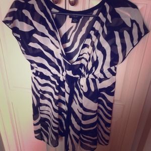 Guess sheer zebra print shirt