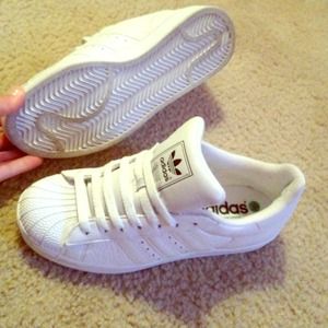 All white Adidas shoes