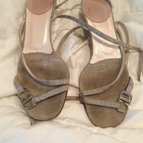Christian Dior Sandals Grey and White Authentic