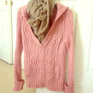 Cable knit very warm pink sweater