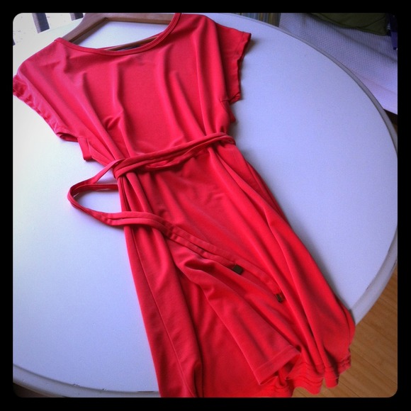 Skies are Blue polyester bright orange dress.