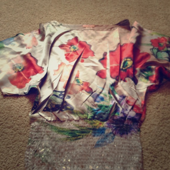 Silk floral print top