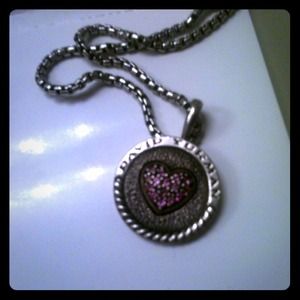 David Yurman SS pink sapphire heart pendant