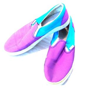 Mens metallic purple/blue vans slip ons