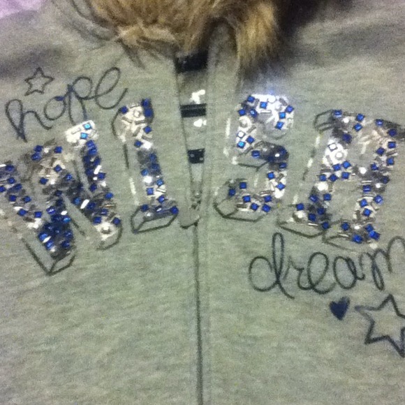 Girls justice brand jacket w/fur size 12 - Picture 1 of 3
