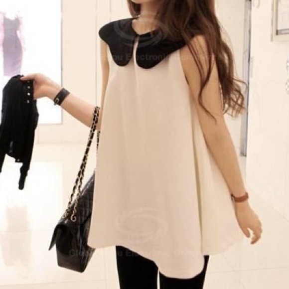 Black and White Chiffon Blouse