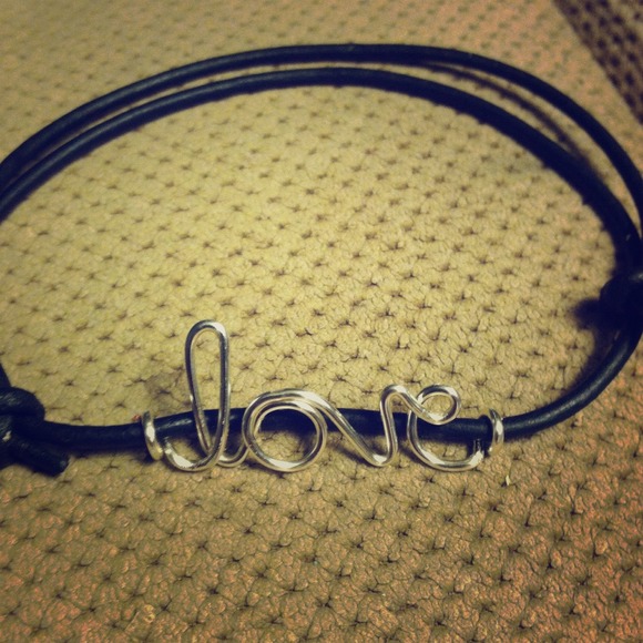 Silver wire love anklet - Picture 1 of 3