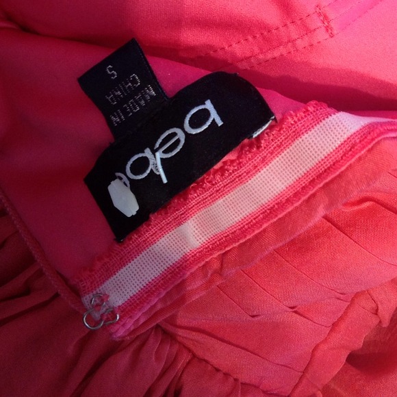 Y2K SILK Bebe Mesh Convertible Strap Open Back Dress, Tiered Skirt, Coral, EUC - Picture 3 of 4