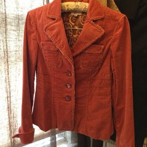 Zoompy Paris coral crushed velvet 3btn blazer sz S