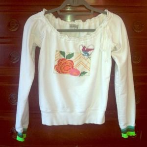 Unique Embroidered White Sweatshirt Top