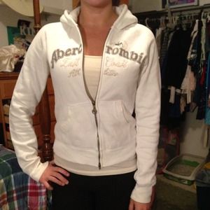 Abercrombie sz M zip up hoodie - white