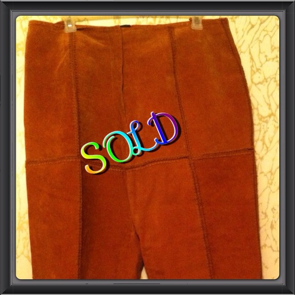 Ashley Stewart Rust Colored Suede Pants