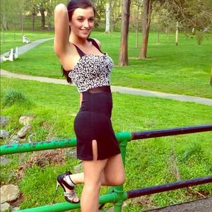 Black and white Mesh dress with split!