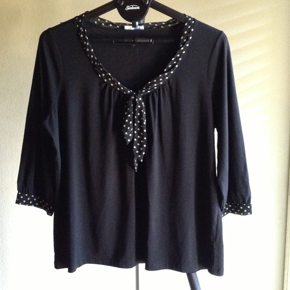 Jones New York Signature Black Polka Dots 3X