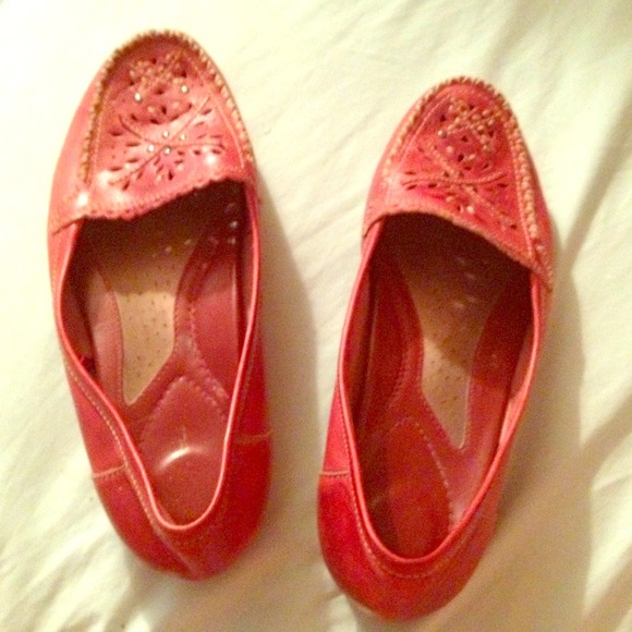 ❗Red leather moccasin like flats❗