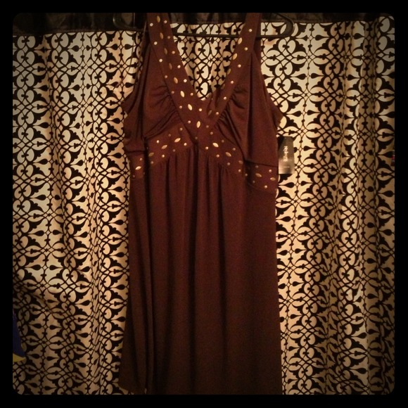 🚫SOLD🚫Brown Summer Dress with Gold Studs