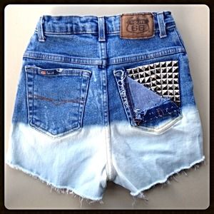 High Waisted Studded Ombré Shorts