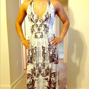 Black and white printed floor length dress