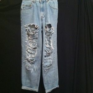 Levi's destroyed denim boyfriend jeans