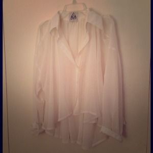 Open Shoulder White Trapeze Blouse