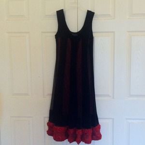 Black and Red - Net and Velvet Dress